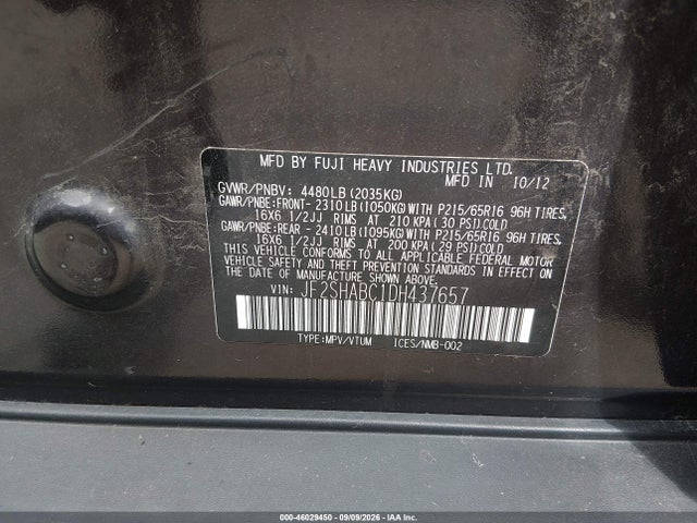 Aukcja sprzedaży 2013 Subaru Forester 2.5x, vin: JF2SHABC1DH437657, numer aukcji: 46029450