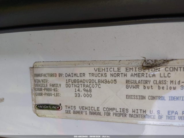 Продажа на аукционе авто 2013 Freightliner Cascadia 113, vin: 1FUBGADV2DLBW3605, номер лота: 46029458
