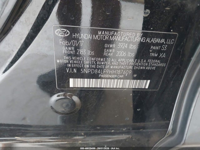 Auction sale of the 2017 Hyundai Elantra Se, vin: 5NPD84LF9HH187609, lot number: 46029499