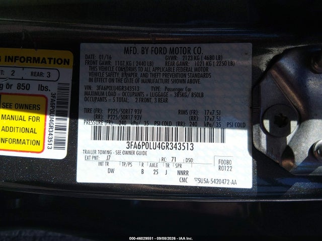 Ford Fusion Hybrid Se 2016 3FA6P0LU4GR343513 Image 9