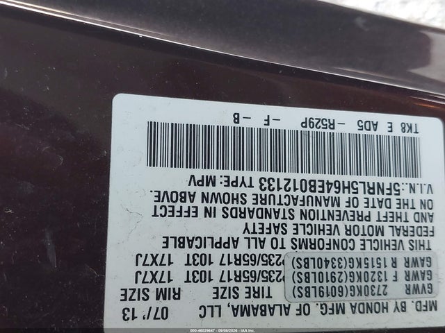 Продажа на аукционе авто 2014 Honda Odyssey Ex-l, vin: 5FNRL5H64EB012133, номер лота: 46029647