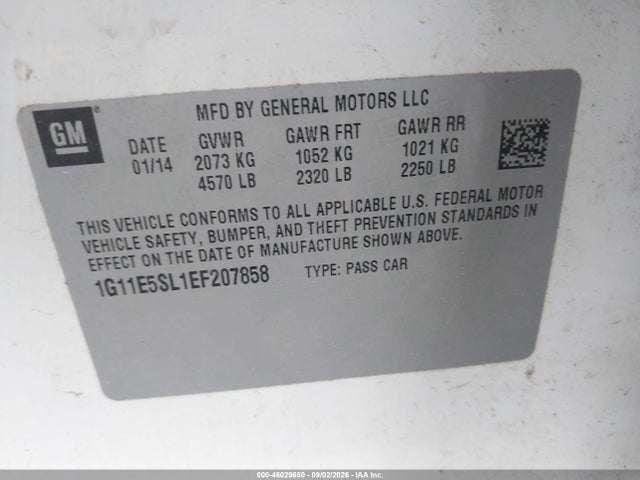 Chevrolet MALIBU 2LT 2014 1G11E5SL1EF207858 Image 9