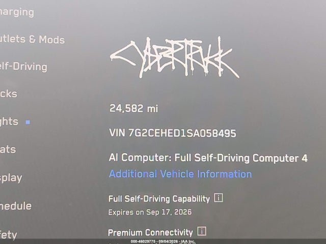 7G2CEHED1SA058495 Tesla Cybertruck All-wheel Drive