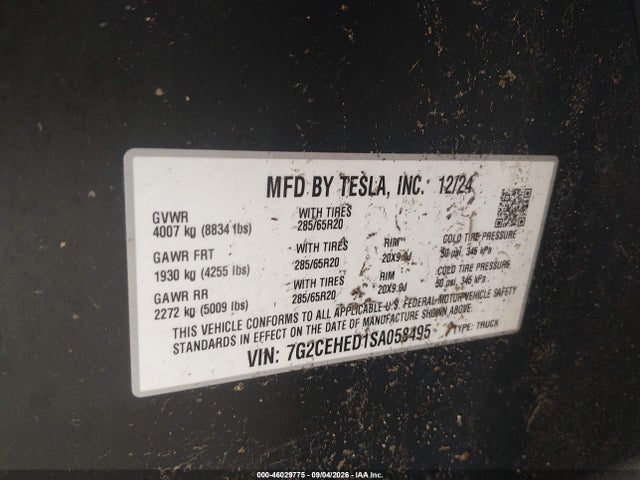 7G2CEHED1SA058495 Tesla Cybertruck All-wheel Drive