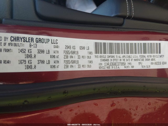 46029778 :رقم المزاد ، 1C4RJEBG8EC273950 vin ، 2014 Jeep Grand Cherokee Limited مزاد بيع