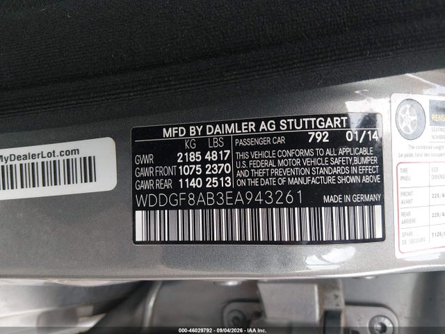 46029792 :رقم المزاد ، WDDGF8AB3EA943261 vin ، 2014 Mercedes-benz C 300 Luxury 4matic مزاد بيع