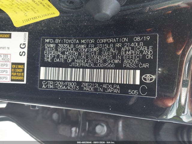 Продаж на аукціоні авто 2020 Toyota Corolla Le, vin: JTDEPRAEXLJ069566, номер лоту: 46029846