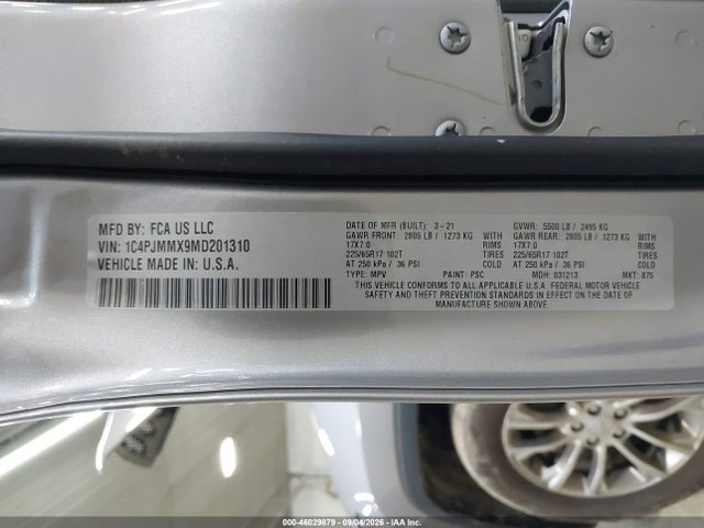Продажа на аукционе авто 2021 Jeep Cherokee Latitude Lux 4x4, vin: 1C4PJMMX9MD201310, номер лота: 46029879