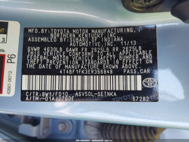 2014 Toyota Camry Le მანქანა იყიდება აუქციონზე, vin: 4T4BF1FK3ER366848, აუქციონის ნომერი: 46029891