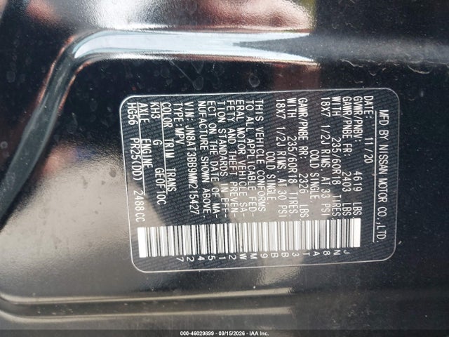 Продажа на аукционе авто 2021 Nissan Rogue Sv Intelligent Awd, vin: JN8AT3BB9MW215427, номер лота: 46029899