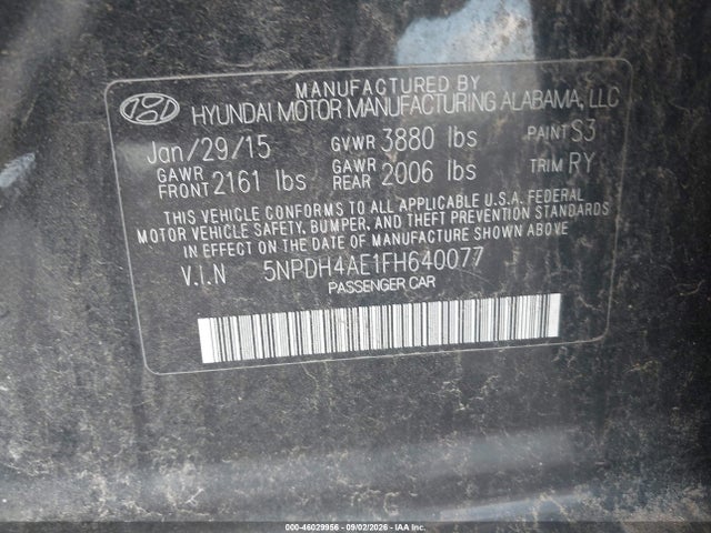 Aukcja sprzedaży 2015 Hyundai Elantra Se, vin: 5NPDH4AE1FH640077, numer aukcji: 46029956