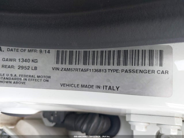 Продажа на аукционе авто 2015 Maserati Ghibli S Q4, vin: ZAM57RTA5F1136813, номер лота: 46029967