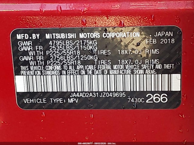 Mitsubishi Outlander Es 2018 JA4AD2A31JZ049695 Image 9