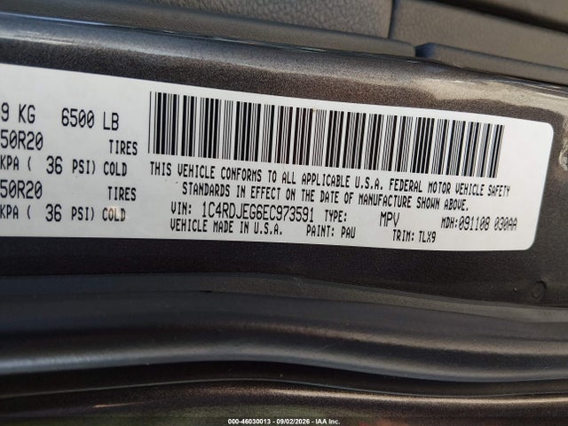 46030013 :رقم المزاد ، 1C4RDJEG6EC973591 vin ، 2014 Dodge Durango Citadel مزاد بيع
