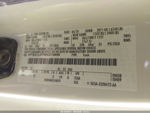 Ford F-150 Xl 2024 1FTEX1LP7RKD70959 Image 4