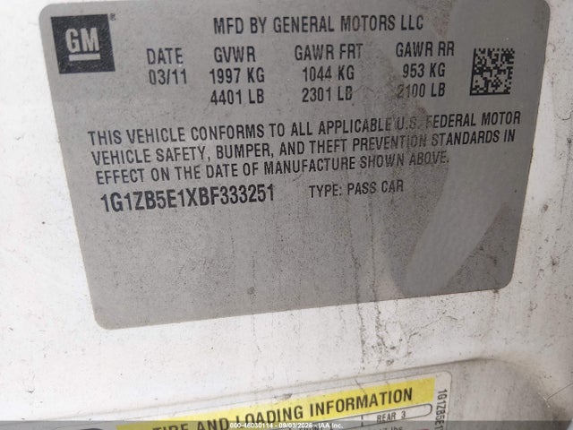 Aukcja sprzedaży 2011 Chevrolet Malibu Ls, vin: 1G1ZB5E1XBF333251, numer aukcji: 46030114