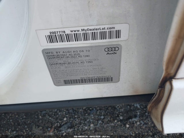 Aukcja sprzedaży 2011 Audi Q5 3.2 Premium Plus, vin: WA1DKAFP1BA009223, numer aukcji: 46030138
