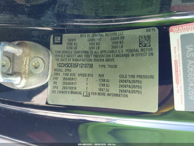 Chevrolet Colorado Z71 2015 1GCHSCE35F1210730 Image 9