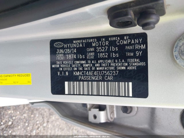 Aukcja sprzedaży 2014 Hyundai Accent Gls, vin: KMHCT4AE4EU756237, numer aukcji: 46030303