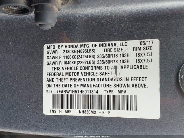 Honda CR-V EX 2017 7FARW1H51HE011814 Image 9