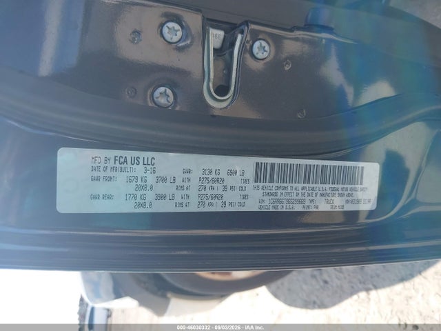 46030332 :رقم المزاد ، 1C6RR6GT9GS299669 vin ، 2016 Ram 1500 Big Horn مزاد بيع