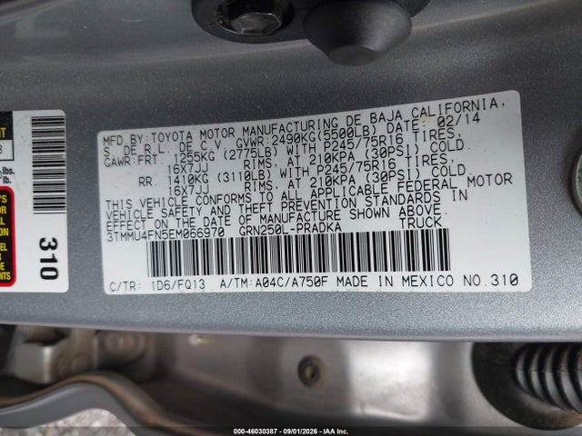 46030387 :رقم المزاد ، 3TMMU4FN5EM066970 vin ، 2014 Toyota Tacoma Base V6 مزاد بيع