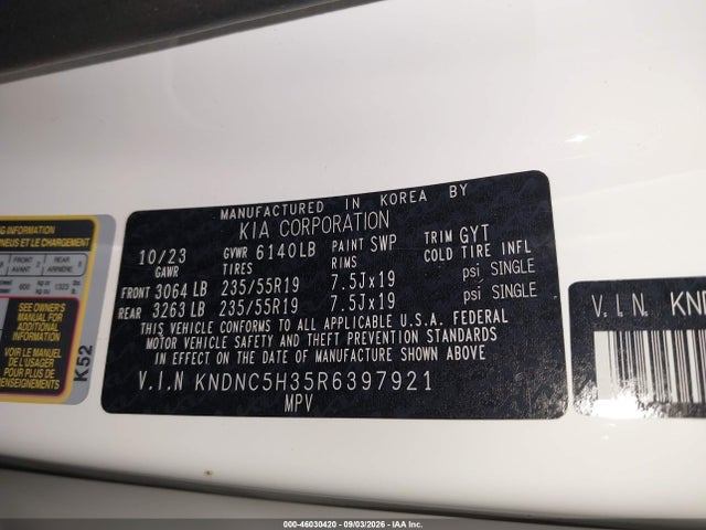 Продажа на аукционе авто 2024 Kia Carnival Mpv Ex, vin: KNDNC5H35R6397921, номер лота: 46030420