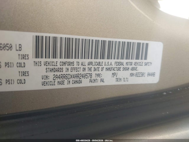 Aukcja sprzedaży 2010 Chrysler Town & Country Limited, vin: 2A4RR6DX4AR240578, numer aukcji: 46030429