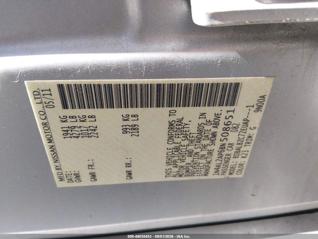 46030453 :رقم المزاد ، 1N4AL2AP6BN508651 vin ، 2011 Nissan Altima 2.5 S مزاد بيع