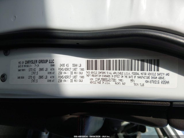 46030534 :رقم المزاد ، 1C4PJMBB5EW317391 vin ، 2014 Jeep Cherokee Trailhawk مزاد بيع