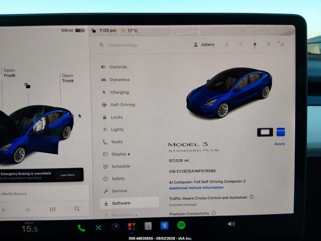 Aukcja sprzedaży 2021 Tesla Model 3 Standard Range Plus Rear-wheel Drive, vin: 5YJ3E1EA1MF978066, numer aukcji: 46030555