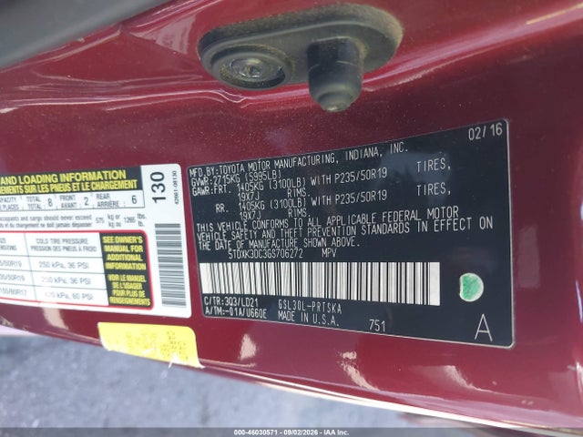 Продажа на аукционе авто 2016 Toyota Sienna Se 8 Passenger, vin: 5TDXK3DC3GS706272, номер лота: 46030571