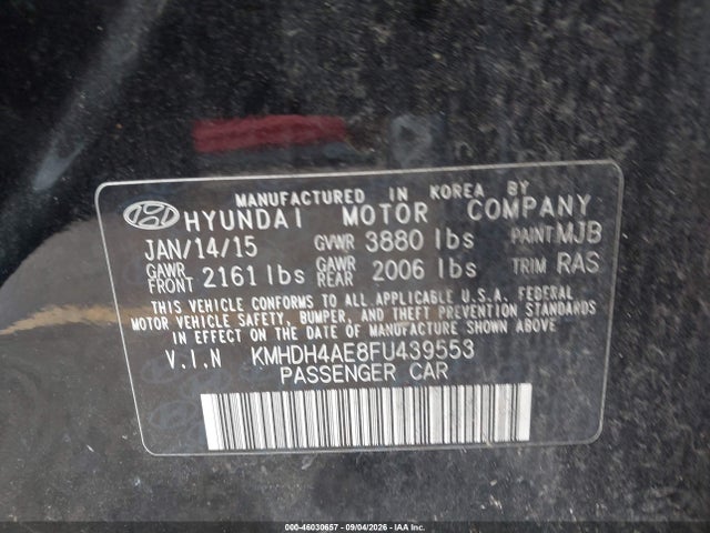 Продажа на аукционе авто 2015 Hyundai Elantra Se, vin: KMHDH4AE8FU439553, номер лота: 46030657