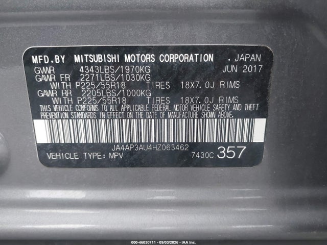 Продажа на аукционе авто 2017 Mitsubishi Outlander Sport 2.0 Le, vin: JA4AP3AU4HZ063462, номер лота: 46030711