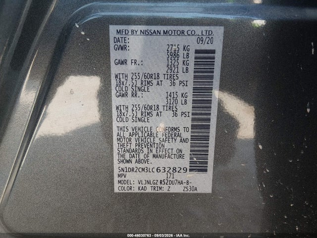 Nissan Pathfinder Sl 4wd 2020 5N1DR2CM3LC632829 Image 9