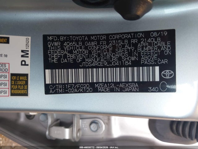 Aukcja sprzedaży 2020 Toyota Corolla Se, vin: JTDS4RCE9LJ041184, numer aukcji: 46030772