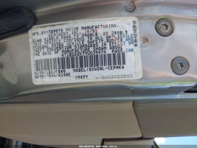 Aukcja sprzedaży 2000 Toyota Camry Le, vin: 4T1BG22K7YU639474, numer aukcji: 46030796