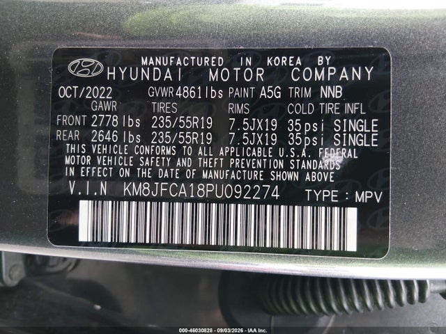 Продаж на аукціоні авто 2023 Hyundai Tucson Hybrid Sel Convenience, vin: KM8JFCA18PU092274, номер лоту: 46030828