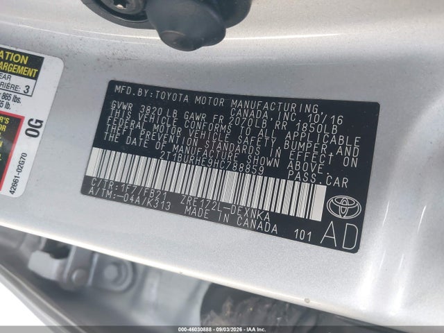Toyota COROLLA LE 2017 2T1BURHE9HC788859 Image 9