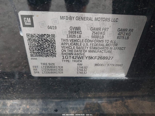 Aukcja sprzedaży 2019 Gmc Sierra K3500 Denali, vin: 1GT42WEY5KF268927, numer aukcji: 46030896