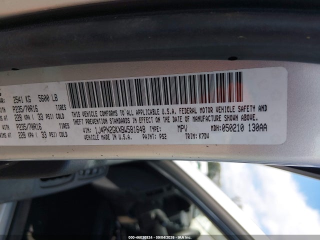 Продажа на аукционе авто 2011 Jeep Liberty Sport, vin: 1J4PN2GKXBW581648, номер лота: 46030924
