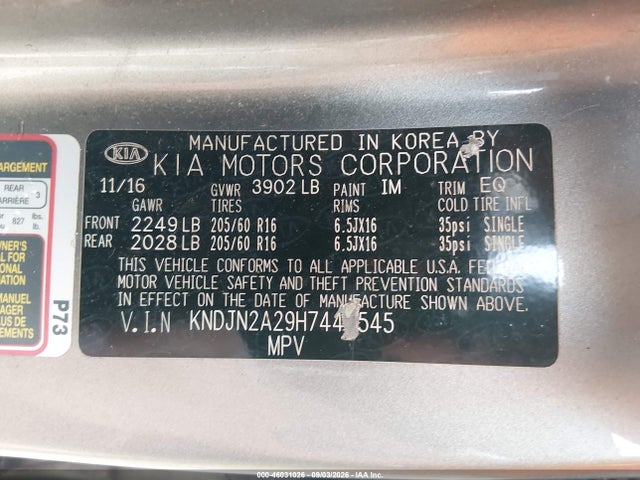Продажа на аукционе авто 2017 Kia Soul, vin: KNDJN2A29H7440545, номер лота: 46031026