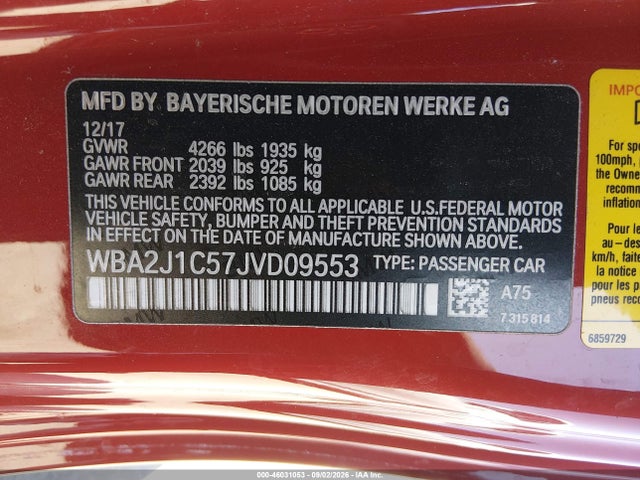 WBA2J1C57JVD09553 BMW 230I