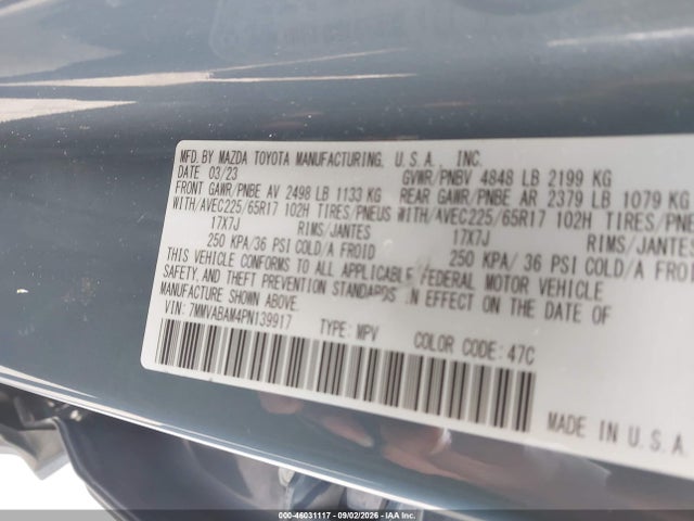 Aukcja sprzedaży 2023 Mazda Cx-50 2.5 S Select, vin: 7MMVABAM4PN139917, numer aukcji: 46031117
