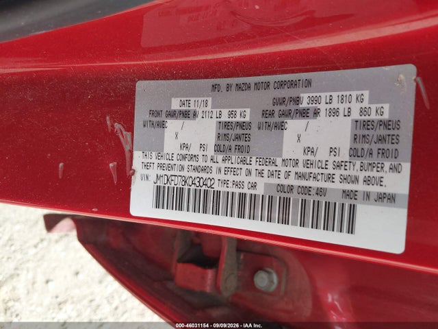 Aukcja sprzedaży 2019 Mazda Cx-3 Grand Touring, vin: JM1DKFD78K0430402, numer aukcji: 46031154