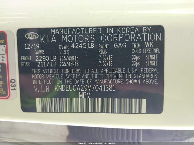 2021 Kia Seltos S Turbo მანქანა იყიდება აუქციონზე, vin: KNDEUCA29M7041381, აუქციონის ნომერი: 46031156