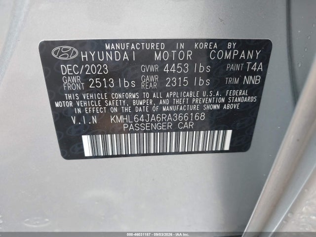 46031187 :رقم المزاد ، KMHL64JA6RA366168 vin ، 2024 Hyundai Sonata Sel مزاد بيع