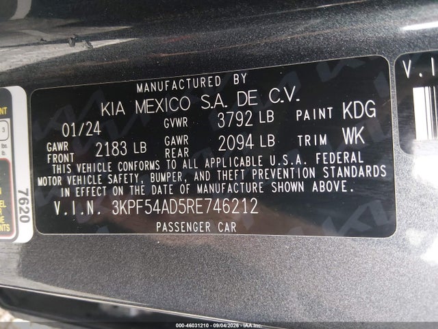 KIA Forte Gt-line 2024 3KPF54AD5RE746212 Image 9