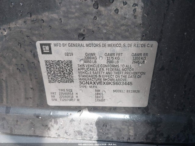Chevrolet EQUINOX LT 2019 3GNAXVEX8KS603445 Image 9