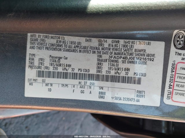 Ford FIESTA SE 2014 3FADP4BJ0EM216192 Image 9